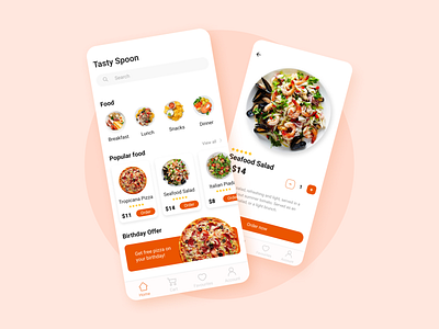 Food App "Tasty Spoon" app dailyuidesign delivery design flat food mobile pizza ui ux
