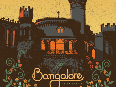 Post cards bangalore bangalore palace gardern city india karnataka postcards typography vector