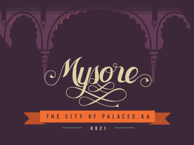 Mysore architecture bangalore decorative illustration india lettering mysore mysore palace palace postcard poster south india travel type typography vector