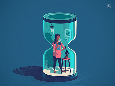 Giving time a break coffee conceptual design conceptual illustration home hour glass illustration india isometric patio quarantine solitude story texture time view working from home