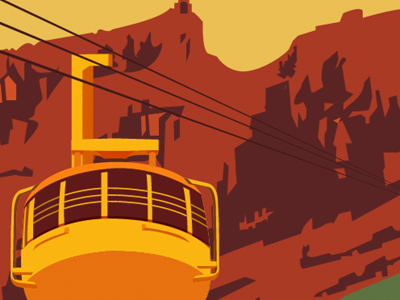 poster 8 - WIP carriage mountains orange skywalk vector warm yellow