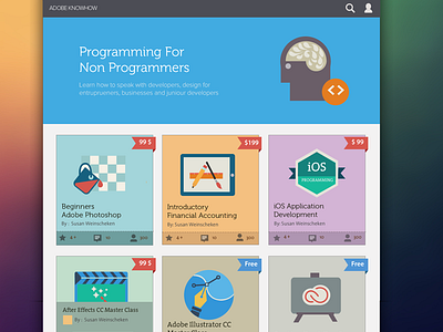 Adobe KnowHow adobe colourful courses elearning homepage icons knowhow learn web website