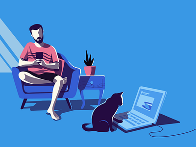 Unwind curefit everyday illustration minimal new normal observations screen stories unwind working from home