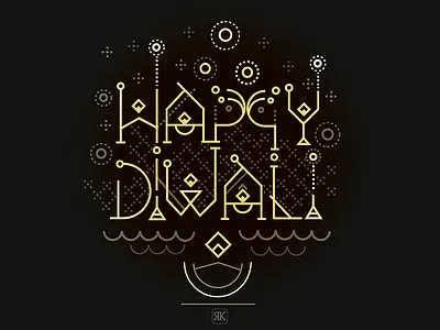 Happy Diwali celebrations deepavali diwali festive india lights line type