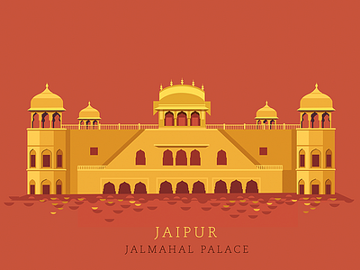Jalmahal Palace - Jaipur flat illustration india jaipur jalmahal mobile palace rajasthan