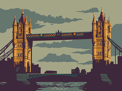Tower Bridge bridge colourful illustration london london bridge tower bridge