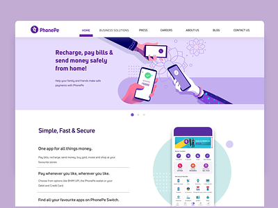 PhonePe - Fast and Secure online payments cashless design language illustration india payment phonepe secure story web design website