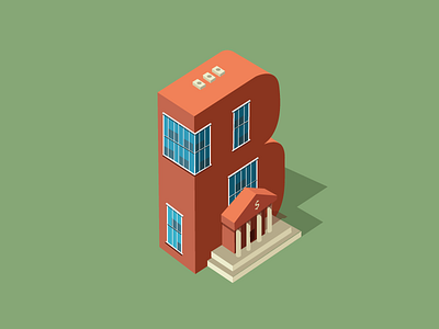 Alphabet B 3d alphabet b bank illustration isometric