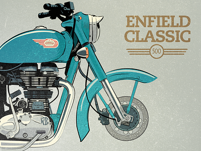 Classic indian bike 500 bullet classic enfield illustration indian bike motorcycle vintage