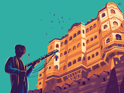 Towering views culture dynamic fort illustration india music perspective rajasthan snapshots travel travel illustraton