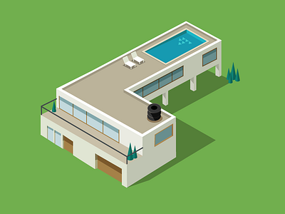 letter L building house illustration isometric l letters pool swimming pool