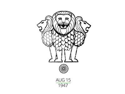 Happy Independence day 3 lions ashoka emblem independence india line line drawing minimal