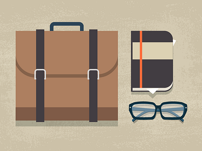 Illustration #4 bag business flat flat icons glasses illustration notebook