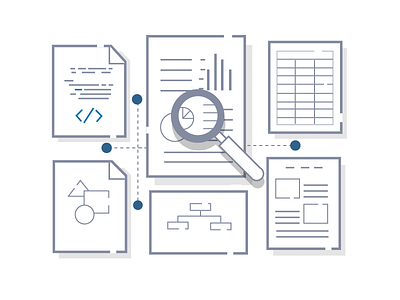 insite search code diagram documents excel sheet image magnifying glass workflow