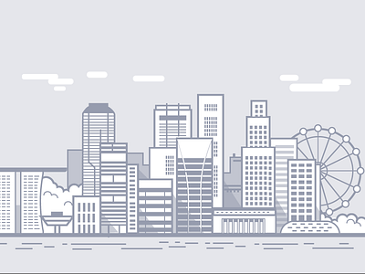WIP - Singapore city illustration city scape line drawing minimal singapore skyline vector