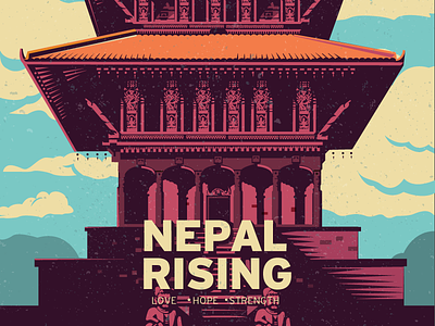 Nepal Rising design earthquake hope illustration love nepal relief rising strength temple