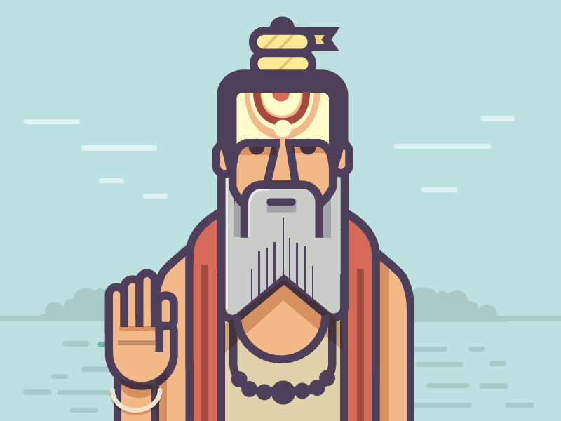 Sadhu illustration flat faith baba sadhu india kumbhmela kumbh