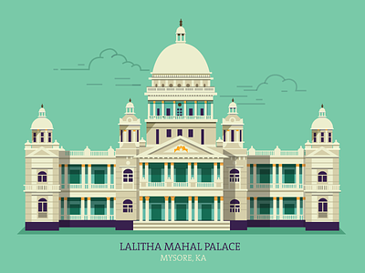 Lalitha Mahal Palace - Mysore flat illustration india lalitha mahal monument mysore palace vector vintage