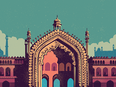 Grand Entrance architecture gateway heritage historic history illustration india lucknow