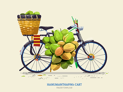 Thela 06 - Thirst Quencher cart coconuts colorful essential flat illustration india pushcart quenchers thrust
