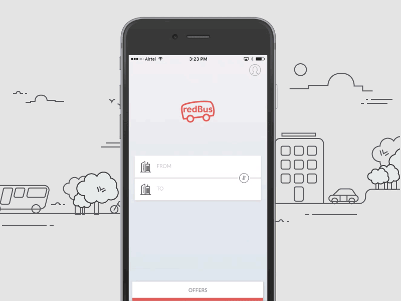 travel - iOS app bus experience india ios app oad redbus revamp road trip swift travel ui ux