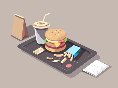 Big Burger animation burger colourful composition drink food frame fries illustration isometric