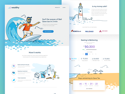 Save Tax - Landing page decision finance illustration insights landing page management savings surf tax technology wealth web