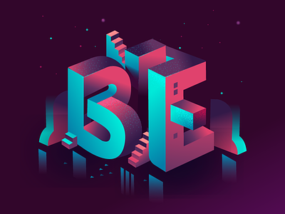 Be More creative idea illustration isometric neon quote type typography