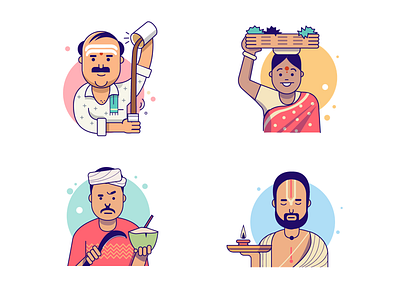 Characters - Exploration bangalore characters coconut flat holy illustration india tea temple vegetable seller