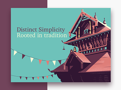 Distinct simplicity card coast experience geometric illustration india kerala roof simplicity temple tradition web