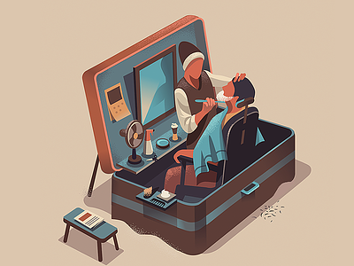 Box of Style barber box hair hair style illustration india isometric mirror north streets style