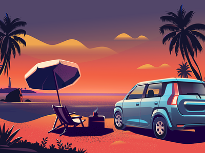 India Stories - Goa automobile beach colorful india lighthouse roadtrip sun suzuki wagon warm