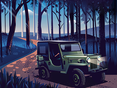 Intro The Wild automobile book canopy drive forest illustration jeep light road roadtrip texture unpaved wild