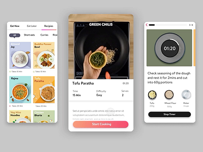 Recipes health app healthy ingredients interaction mobile product design recipes ux ui