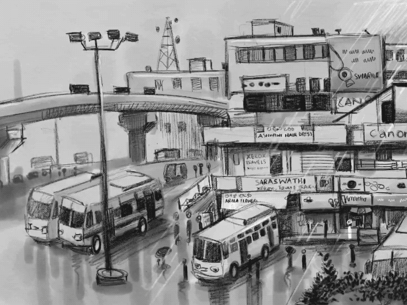 bus stand drawing