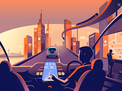 Smart city automobile future illustration smart city tech city technology transport