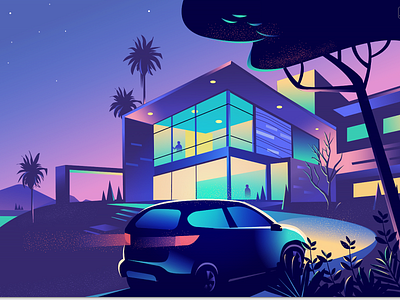 Driveway colourful driveway dynamic exploration gradient health hero home illustration lifestyle lights mood texture twilight vector web