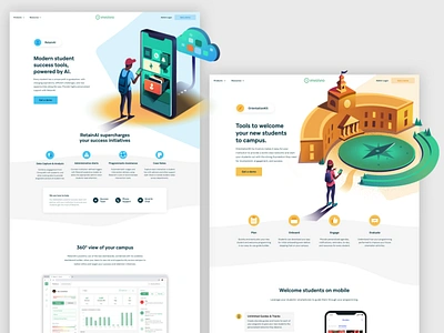 Student Experience ai campus college concept illustration education engagement isometric journey mobile modern student university ux ui visual language