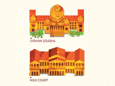 Popular Landmarks bangalore high court illustration vidhan soudha