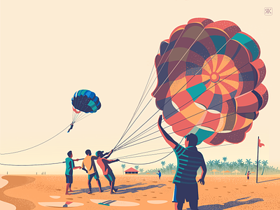Take Flight beach goa illustration india parachute parasailing perspective sand sport trip vector