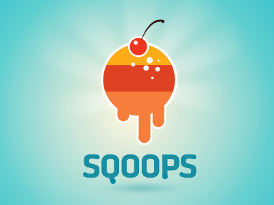 Sqoops - identity app colour digital ice cream logo scoop