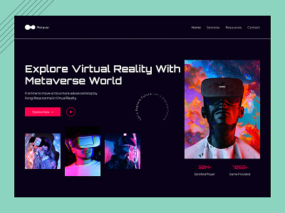Metaverse VR Header Concept aesthetic design branding creative cryptocurrency design graphic design header metaverse nft product ui uiux user interface virtual reality vr