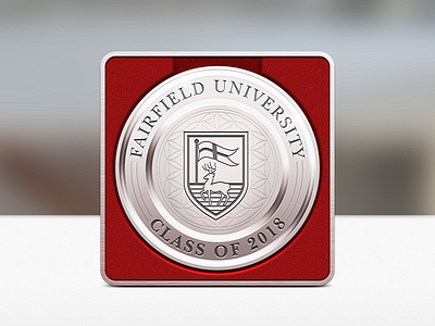 Fairfield University award badge certificate diploma fairfield medal medallion metal shiny silver university velvet