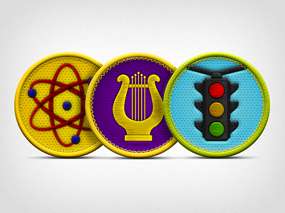 Boy Scout Patches atom badge energy harp lights music patch school science scout sewn traffic