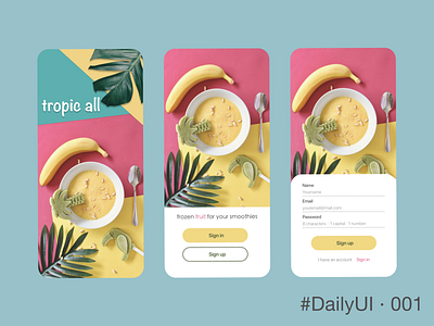 DailyUI 001 - Sign Up 001 app dailyui design flat mobile signup ui