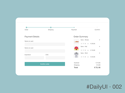 DailyUI 002 - Credit Card Checkout 002 dailyui design desktop ecommerce flat ui ux web