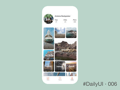 DailyUI 006 - User Profile 006 dailyui design flat trip planner ui user profile ux