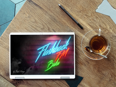 flashback FM retrospective art design future logo neon restaurant retro