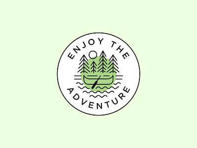 Enjoy The Adventure - Summer adventure badge camping canoe design enjoy forest green icon landscape logo nature paddle sticker sunset water