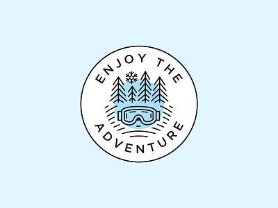 Enjoy The Adventure - Winter adventure art badge blue enjoy forest goggles illustration line logo snow snow flake sticker trees winter